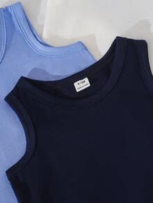 SHEIN 5件套休闲白色针织无袖背心，适合叠穿、外出、休闲穿着、旅行，适合6个月至3岁的男婴。