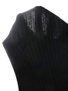 Girls' Knitted Sleeveless Vest,Black Autumn Elegant Party Corset Tops For Teens,Handmade Metal Buckle Twist Cord Ribbed Design Adjustable Camisole - Black - View 4