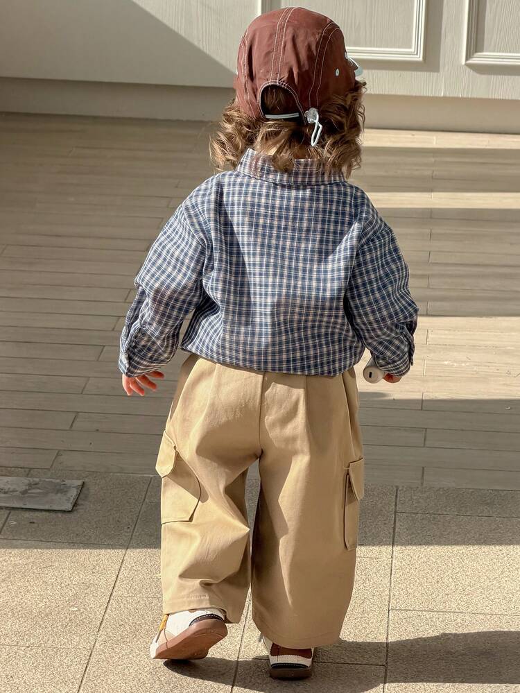 Baby Girls' Casual Solid Color Cargo Pants Toddler Girls Clothes