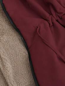 EMERY ROSE 女士冬季长袖抽绳连帽保暖长款休闲羽绒服 - 酒紅色 - 查看 5