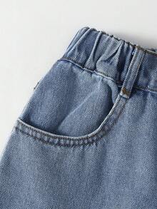 Elladie kids تنورة جينز قصيرة بطراز Y2K للفتيات المراهقات، لون الجينز الأزرق الفاتح الفينتاج للربيع والصيف والخريف، تصميم حافة مبرودة، قماش جينز قطني مريح وعملي للارتداء اليومي - أزرق فاتح - مشاهدة 6