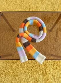 Joivida 1PC Soft Stretchy Narrow Women Scarf Rainbow Stripe Color Blocking Design Handmade Fashion Hair Scarf For Winter Casual Formal Outfit Accessory Gift - Multicolor - View 3