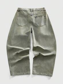 ROMWE MEN Street Life Men's Washed Distressed Pleated Casual Flared Jeans - Blue - View 9