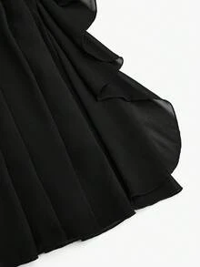 EMERY ROSE Plus Size Chiffon Elegant Lace Patchwork Dress - Black - View 3