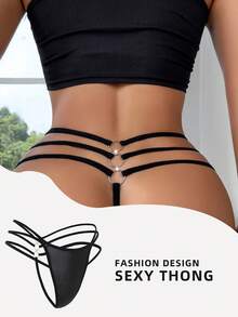 Sexy Allure Fashion Women Thong Panty, Suitable For Summer - Black - View 3