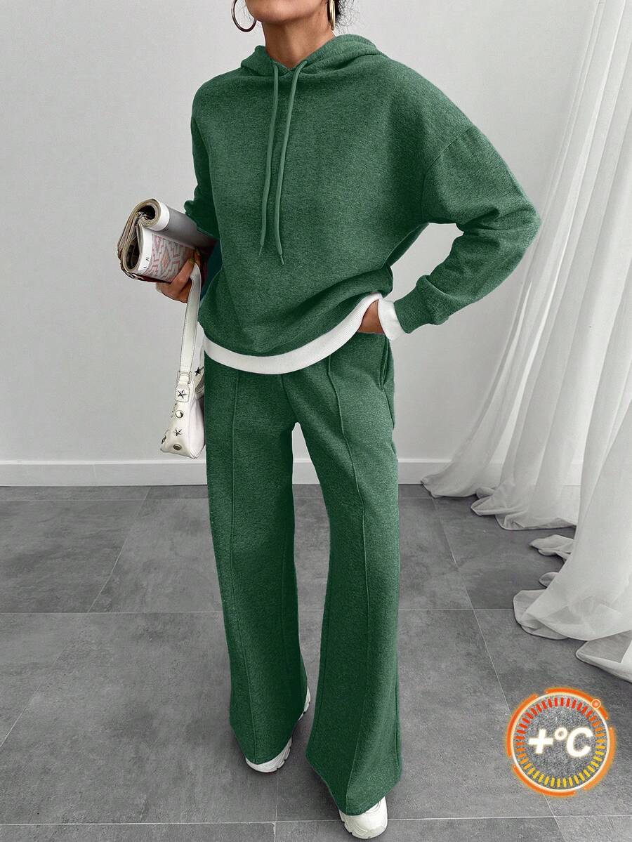 Bộ áo nỉ và quần nỉ oversize màu xám marl dành cho nữ - Màu xanh lá cây đậm - Xem 1