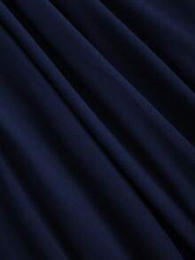 Sweetra Women's Autumn/Winter Coffee Color Plunging Necklace Decor Long Sleeve Simple Elegant Dress - Navy Blue - View 6