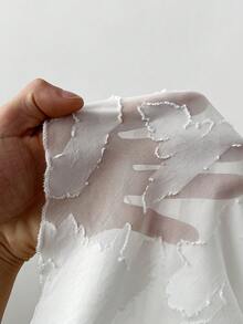 Sunnyshic Áo kiểu nữ cỡ lớn, màu trơn, kiểu dáng thường ngày, có phần khoét trước, thắt nơ, tay bồng. - trắng - Xem 7