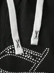 ROMWE MEN Men's Fashionable Distressed Rhinestone Embellished Shorts - Black - View 5