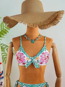 Travachic 复古印花泳装套装，适合夏季穿着，时尚百搭，夏季沙滩装，轻薄透气，适合度假穿着，印花图案，女士沙滩装，女士度假装，优雅女士服装，度假，沙滩，粉色，粉色比基尼，休闲，度假，女士度假装，度假，夏季度假装，女士度假装，度假，女士度假装，优雅，外出，派对，沙滩，女士沙滩装，沙滩裙，沙滩套装，沙滩装，女士沙滩装，夏季，夏季服装，夏季度假装，花朵，图案，狂欢节，嘉年华 - 彩色 - 查看 1