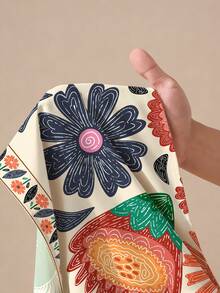 Zivah Floral Print Tie-Front Backless Crop Top And Wide Leg Pants Set, Vacation & Casual Carnival - Multicolor - View 7