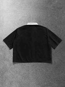 ROMWE MEN 男士街头风天使印花衬衫 - 黑與白 - 查看 2