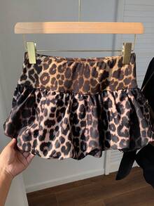 SHEIN EZwear 夏季时尚豹纹泡泡下摆半身裙 - 彩色 - 查看 7