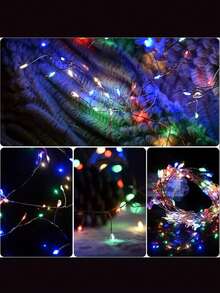 1PC 8-Function USB-Powered LED Firecracker Lights String, 50/100/200LEDS Twinkle Star Fairy Lights, Suitable For DIY Wreaths, Home Decor, Indoor/Outdoor Party Decoration,  Space Theme - متعدد الألوان - مشاهدة 9