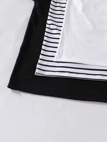 3pcs/Set Teenage Boys' Casual All-Match Versatile Short Sleeve T-Shirts, Suitable For Daily Commute, Leisure, And School Wear - Black and White - View 5