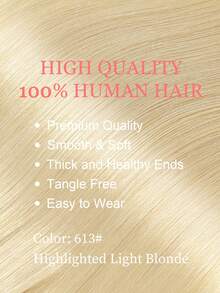 4PCS With 8 Clips Straight Clip In Hair Extensions 100% Real Human Hair Color 613# Light Blonde 12-18 Inch Double Weft Invisible Clip Hair Extensions Remy Natural Human Hair For Women Girl Daily Full Head Use Halloween Costumes - S613 - View 2