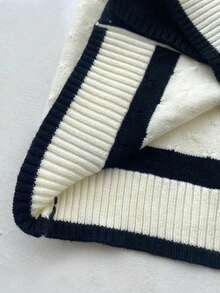 SHEIN Elladie kids Young Girl Contrast Trim Cardigan & Knit Pants