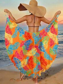 Swim Vcay Beach Dresses For Women Women's Tropical Plants Print Beach Cover Up Summer, Carnival - Multicolor - View 2