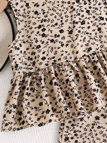 SHEIN 2件套少女碎花无袖上衣和宽松休闲裤套装