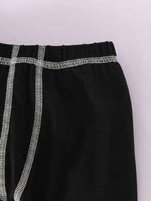 男童黑色极简长袖上衣和长裤打底套装