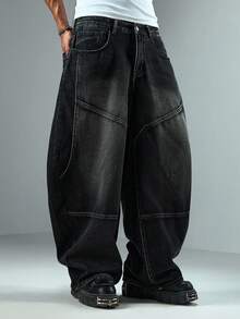 Street Life Jeans casuales de moda para hombres, para uso diario y viajes, con efecto lavado y desgastado. Cinturón no incluido - Negro - Ver 6
