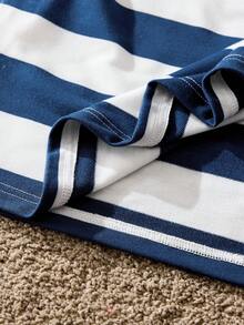 SWAVVY Men's Casual Striped Knight Print Round Neck Short Sleeve T-Shirt, Summer - Blue - View 5