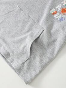 2pcs/Set Young Boy Casual Minimalist 2 In 1 Basketball Print Short Sleeve T-Shirt And Shorts Set, Suitable For Summer - Grey - View 5