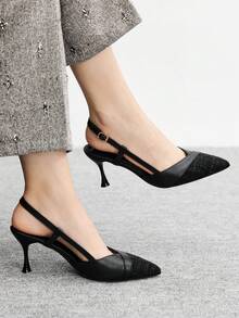 CUCCOO BIZCHIC Fashionable And Elegant High-Heeled Shoes For Women With A Patchwork Upper, Commuting Women's Shoes, School Style, Comfortable And Versatile, High-Heeled Shoes For Banquets And Parties Valentine's Day - Black - View 1