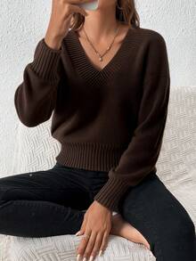Plus Size Sweaters - Brown - View 1