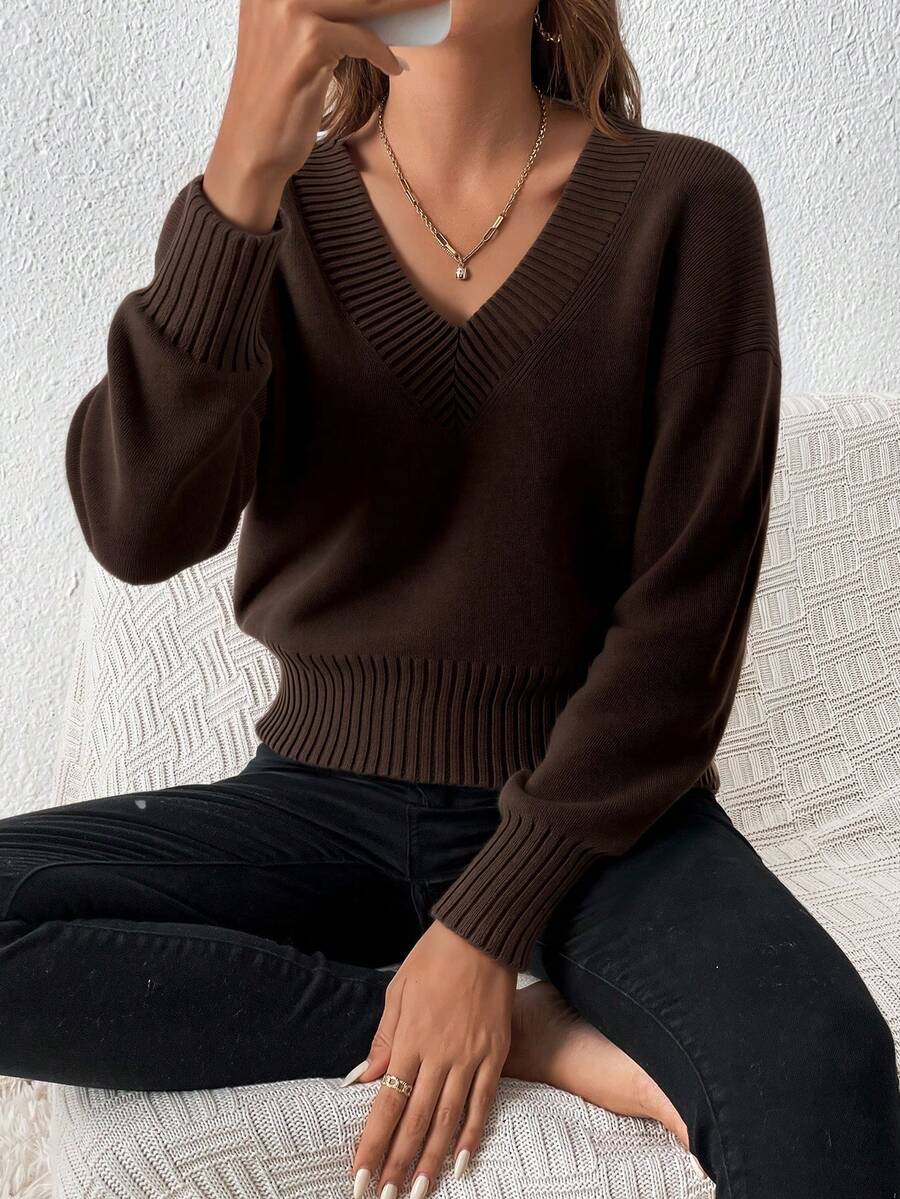 Plus Size Sweaters - Brown - View 1