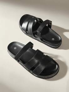 Solecia Modne, uniwersalne, wygodne i proste płaskie sandały - Czarne - Zobacz 3