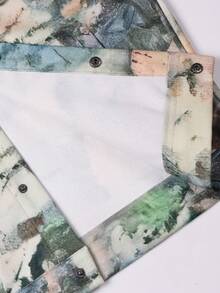 Manfinity Homme Men's IN Street Style Vintage Colorful Printed Open-Door Barrel Fake Pocket Long Sleeve Jacket ,Button Up Jacket ,Camo Cargo Jacket ,Men Jacket ,Fall And Winter Men Clothes - Multicolor - View 6