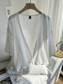 Comfortcana 加大码轻薄短款白色夹克，夏季秋冬棉质舒适开衫