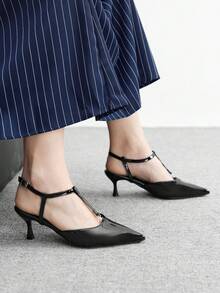 CUCCOO BIZCHIC 女士时尚优雅尖头高跟鞋，适合派对和通勤场合 - 黑色 - 查看 4