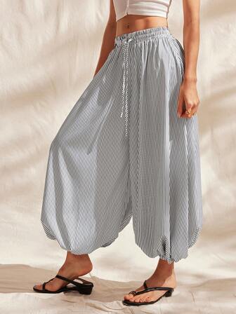 Easelle 女士休闲撞色条纹梭织裤