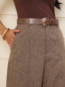 Lilora Damen Zahnstochentwurf Weite Bein Elegante Büro Hose, romantisch, elegant und für den Arbeitsweg geeignet - Gelb - Übersicht 5