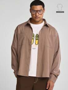 Musero Cămașă supradimensionată cu umeri căzuți, mânecă lungă, dungi și nasturi, primăvară-vară - Multicolor - Vizualizare 1