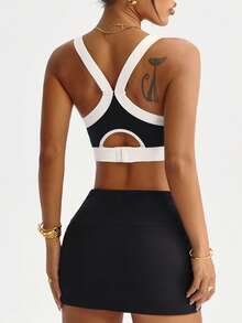 Dewbera Women's Casual Sports Running Fitness Contrast Trim Underwear - Black - View 8