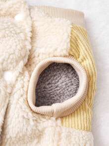 PETSIN 1pc 2 In 1 Cute Thermal Lined Warm Leash-Attached Pet Jacket For Autumn/Winter - Beige - View 7