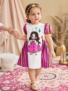 SHEIN Bao gồm một bộ 2 băng đô lưới; Váy tím kiểu retro với họa tiết công chúa hoạt hình dễ thương, sọc và tay phồng, thêu hoa cổ điển thanh lịch, váy dài tay truyền thống tối giản cho bé gái kiểu Ả Rập phù hợp cho mùa xuân/hè, váy dài tay kín đáo thanh lịch, áo Abaya cầu nguyện, thoải mái dễ chịu, trang phục thường ngày, phong cách nghỉ dưỡng, áo Kaftan kín đáo. - màu đen - Xem 5