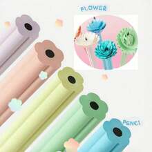 10支随机颜色树脂铅笔，HB铅笔，花卉笔杆铅笔，彩虹铅笔