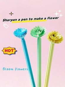 10支随机颜色树脂铅笔，HB铅笔，花卉笔杆铅笔，彩虹铅笔