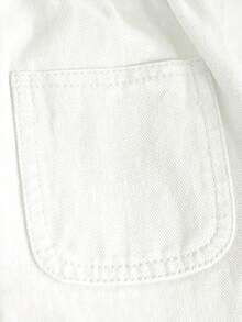 SHEIN Vintaside Kids 女婴时尚复古水洗宽松阔腿牛仔裤，舒适时尚，适合日常穿着，简约百搭 - 白色 - 查看 4