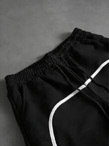 PAVTROS Men's Casual Color Block Drawstring Waist Jogger Pants With Zipper Hem, For Rave - Black - View 5