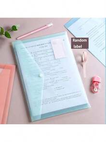 10 piezas/5 piezas Carpetas transparentes de polipropileno tamaño A4 con cierre a presión, organizadores de documentos impermeables en colores macaron surtidos para estudiantes y uso de oficina, carpetas para la escuela - Multicolor - Ver 3