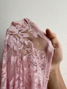 Whyspr 女士毛绒撞色蕾丝长袖衬衫，性感约会装，秋冬季 - 粉色 - 查看 8