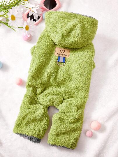 PETSIN 柔软加厚宠物连体衣 – 可爱的四脚抓绒睡衣，适合小型犬猫，秋冬季舒适玩耍和放松的服装