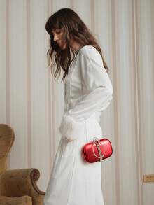 SHEIN SXY 女士晚宴包，手提包，时尚，奢华，镶钻，闪亮，红色，优雅，简约，个性化，百搭，适合鸡尾酒会、派对、舞会、俱乐部、约会、生日、晚宴、宴会、圣诞节等场合。 - 紅色 - 查看 8