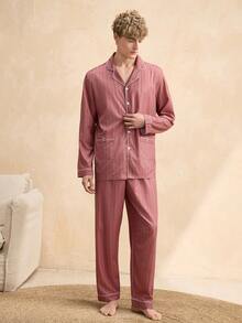 EverLounge Men's Comfortable Striped Print Loungewear Set - Multicolor - View 3