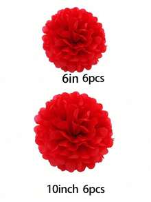 12Pcs Paper Flower Ball Hanging Pom Poms Decorations For Wedding, Celebration, Outdoor & Birthday Parties, Back To School Valentine Day